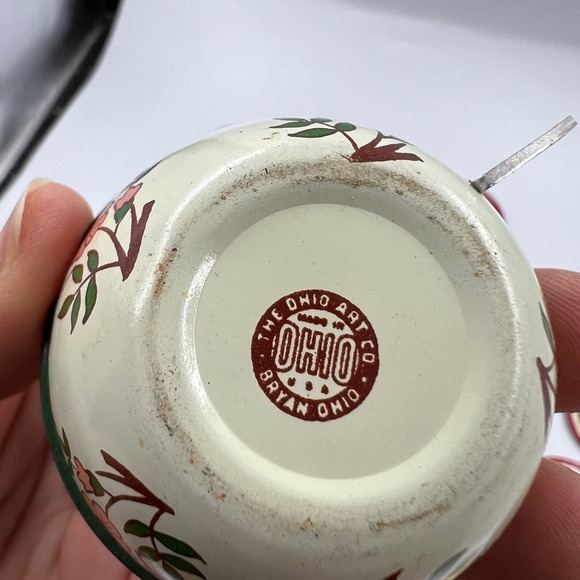 Antique 1930's Tin Ohio Art Co. Bryan Ohio Tea Set 14 Pieces Floral Pattern USA - Picture 5 of 11